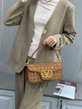 Valentino Garavani Locò Crystal Floral Embellished Shoulder Bag (Tan / Camel Brown / Gold Hardware)