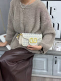 Valentino Garavani Locò Crystal Floral Embellished Shoulder Bag (Ivory White / Gold Hardware)