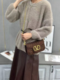 Valentino Garavani Locò Crystal Floral Embellished Shoulder Bag (Chocolate Brown / Gold Hardware)