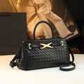 Bottega Veneta Small Andiamo Woven Leather Top Handle Bag (Black / Brass Gold Hardware)