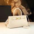 Bottega Veneta Small Andiamo Woven Leather Top Handle Bag (Chalk / Off-White / Brass Gold Hardware)