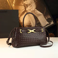 Bottega Veneta Small Andiamo Woven Leather Top Handle Bag (Fondant Dark Brown / Brass Gold Hardware)