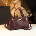 Bottega Veneta Small Andiamo Woven Leather Top Handle Bag (Barolo Burgundy / Brass Gold Hardware)