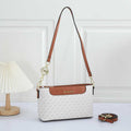 Michael Kors Jet Set Large Logo Pochette Crossbody Bag (White / Luggage Tan Trim / Gold Hardware)