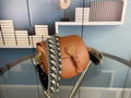 Dior Bobby Medium Bag (Tan Leather / Blue Dior Oblique Embroidery Strap)