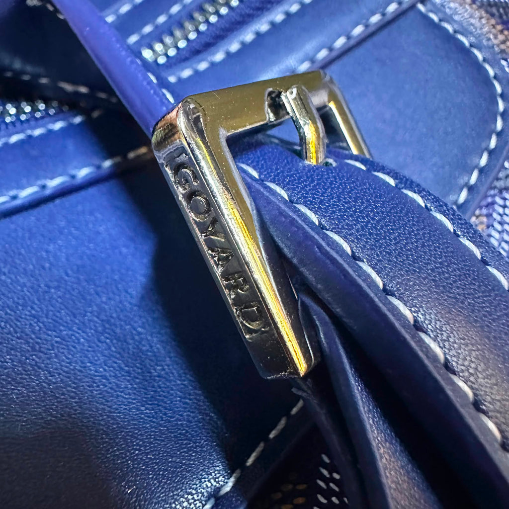 Goyard Boeing 50 Duffle Bag (Navy Blue Goyardine Canvas / Navy Blue Leather Trim)