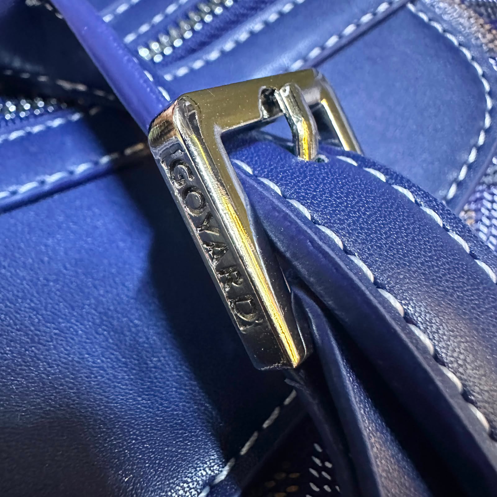 Goyard Boeing 50 Duffle Bag (Navy Blue Goyardine Canvas / Navy Blue Leather Trim)