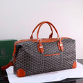 Goyard Boeing 50 Duffle Bag (Black & Tan Goyardine Canvas / Cognac Leather Trim)
