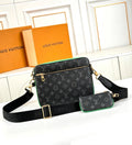 Louis Vuitton Trio Messenger Bag (Monogram Eclipse Canvas / Neon Green Leather Trim / Gold Hardware)
