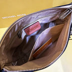 Michael Kors Jet Set Large Logo Pochette Crossbody Bag (White / Luggage Tan Trim / Silver Hardware)