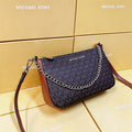 Michael Kors Jet Set Large Logo Pochette Crossbody Bag (Black / Luggage Tan Trim / Silver Hardware)