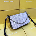 Michael Kors Jet Set Large Logo Pochette Crossbody Bag (White / Black Trim / Silver Hardware)