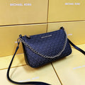 Michael Kors Jet Set Large Logo Pochette Crossbody Bag (Black / Silver Hardware)