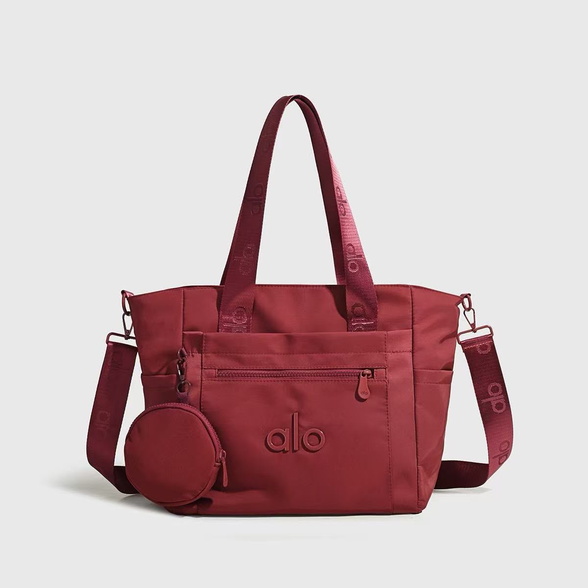 Alo Yoga Recycled Off-Duty Tote (Cherry Mahogany / Berry)
