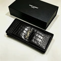Saint Laurent Uptown Crocodile-Embossed Leather Clutch (Black / Gold Hardware)