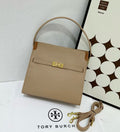 Tory Burch Lee Radziwill Pebbled Leather Shoulder Bag (Beige)