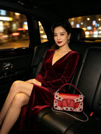 Valentino Garavani Locò Crystal-Embellished Leather Shoulder Bag (Red)