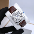 Cartier Santos-Dumont Watch (Silver / Brown)