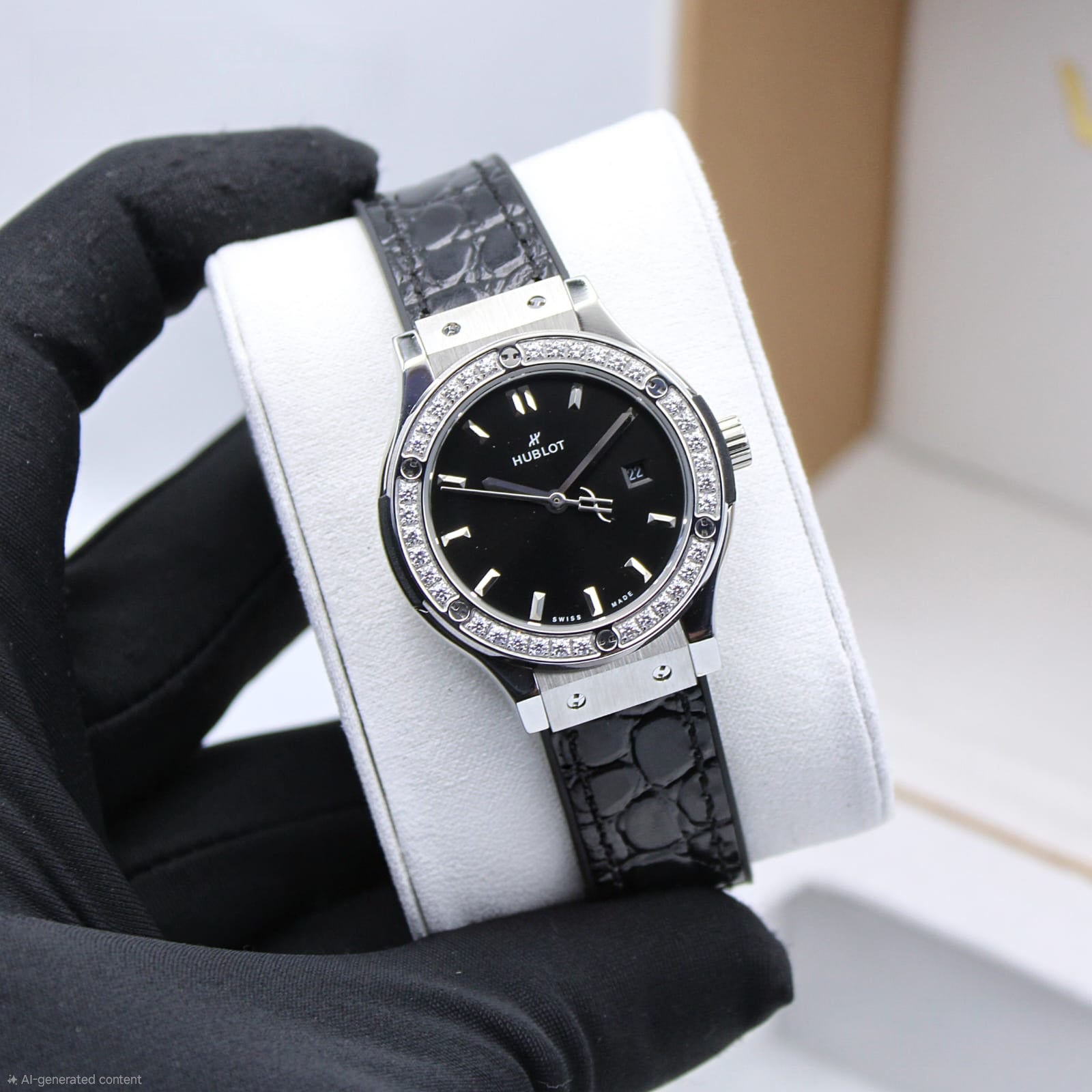Hublot Classic Fusion Titanium Diamonds 30mm (Black / Steel)