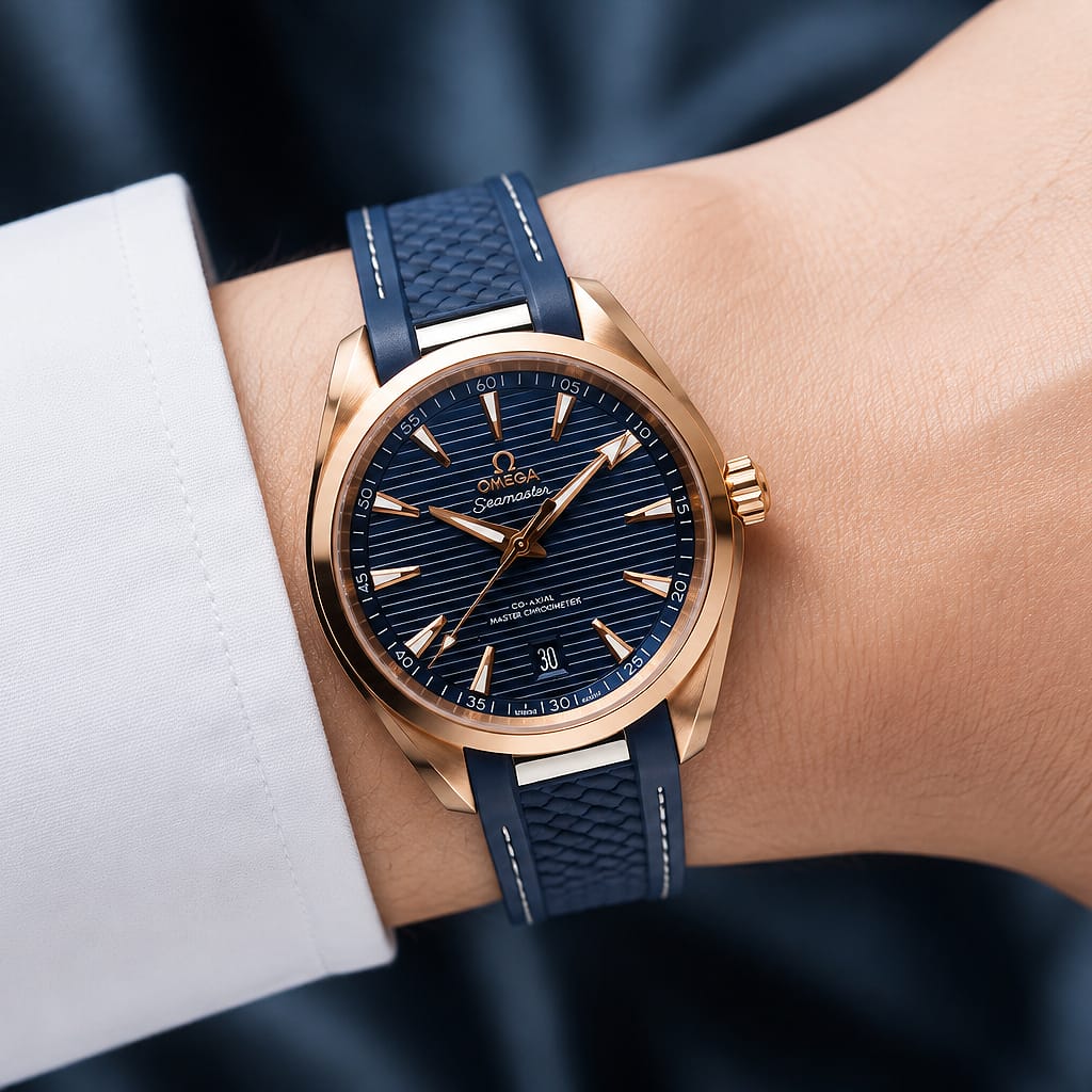 Omega Seamaster Aqua Terra 150M Co-Axial Master Chronometer (Blue / Sedna Gold / Rubber)