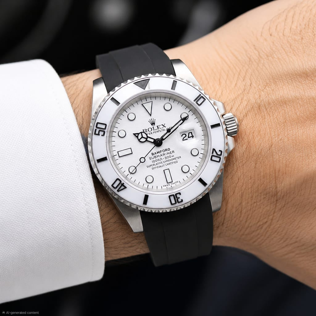 Rolex Bamford Submariner Date (White / Steel / Black Rubber)