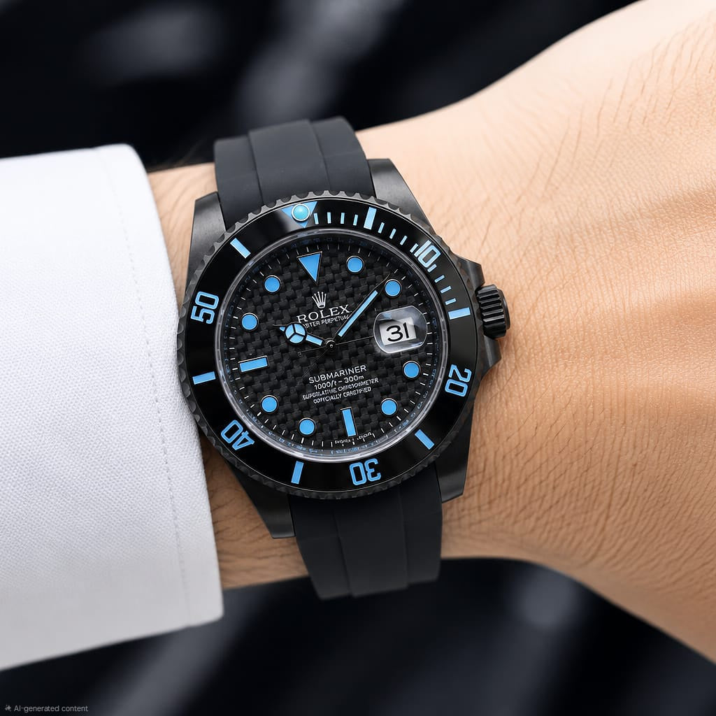 Rolex Submariner Date Carbon Blue Accents (Carbon Fiber / Black / Light Blue)