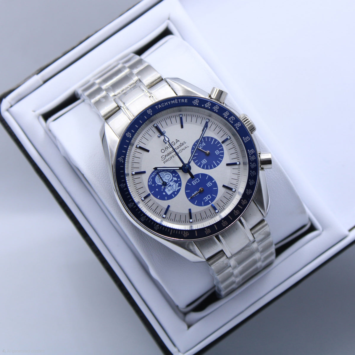 Omega Speedmaster Anniversary Series "Silver Snoopy Award" (Silver / Blue)