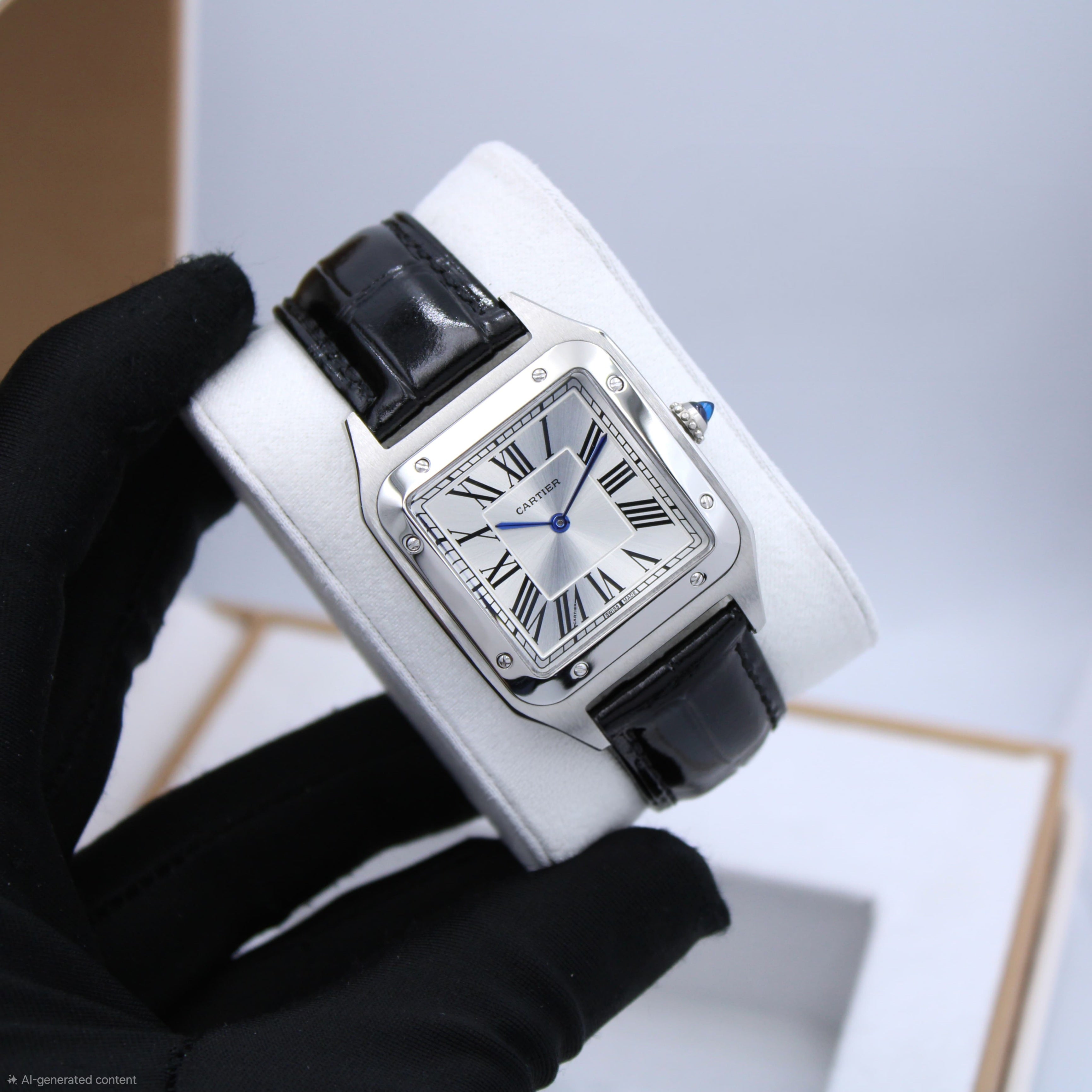 Cartier Santos-Dumont Watch (Silver / Black)