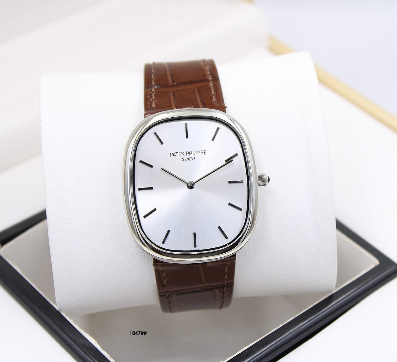 Patek Philippe Golden Ellipse Watch (Silver / Brown)